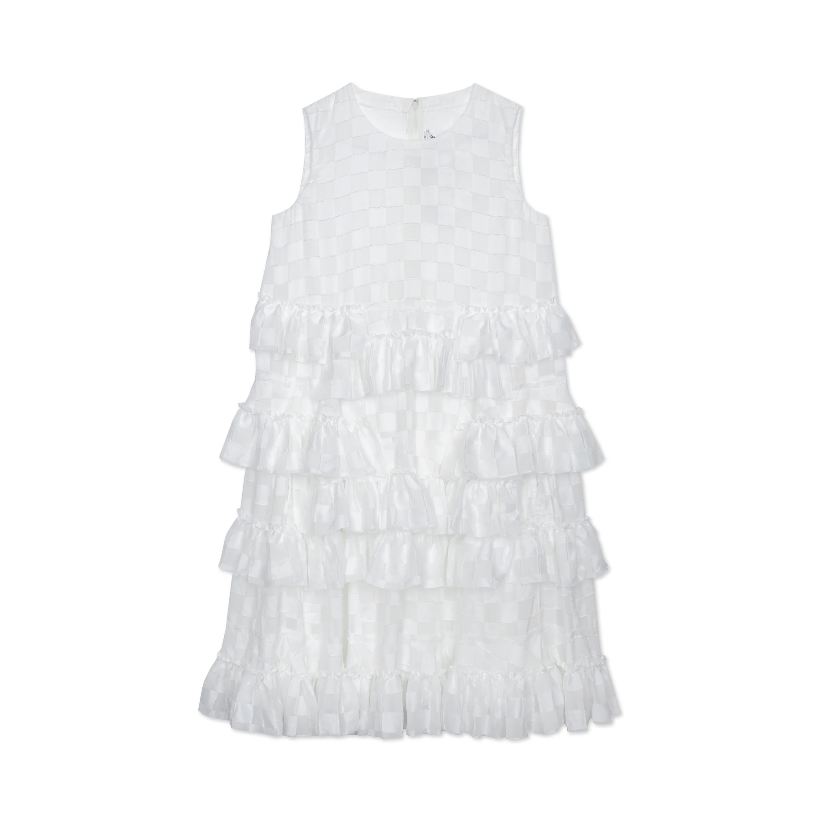 White Check Frill Dress