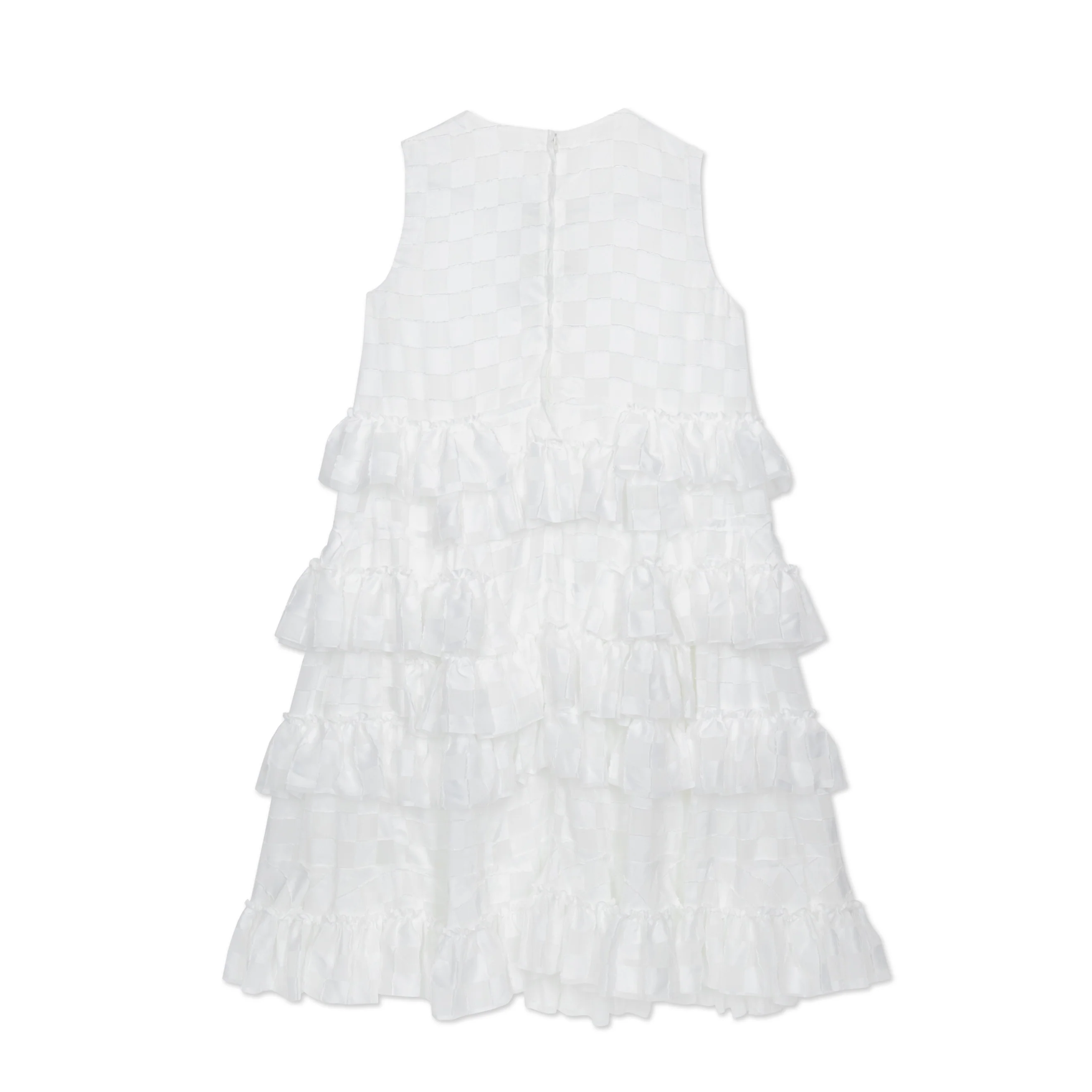White Check Frill Dress - Image 2