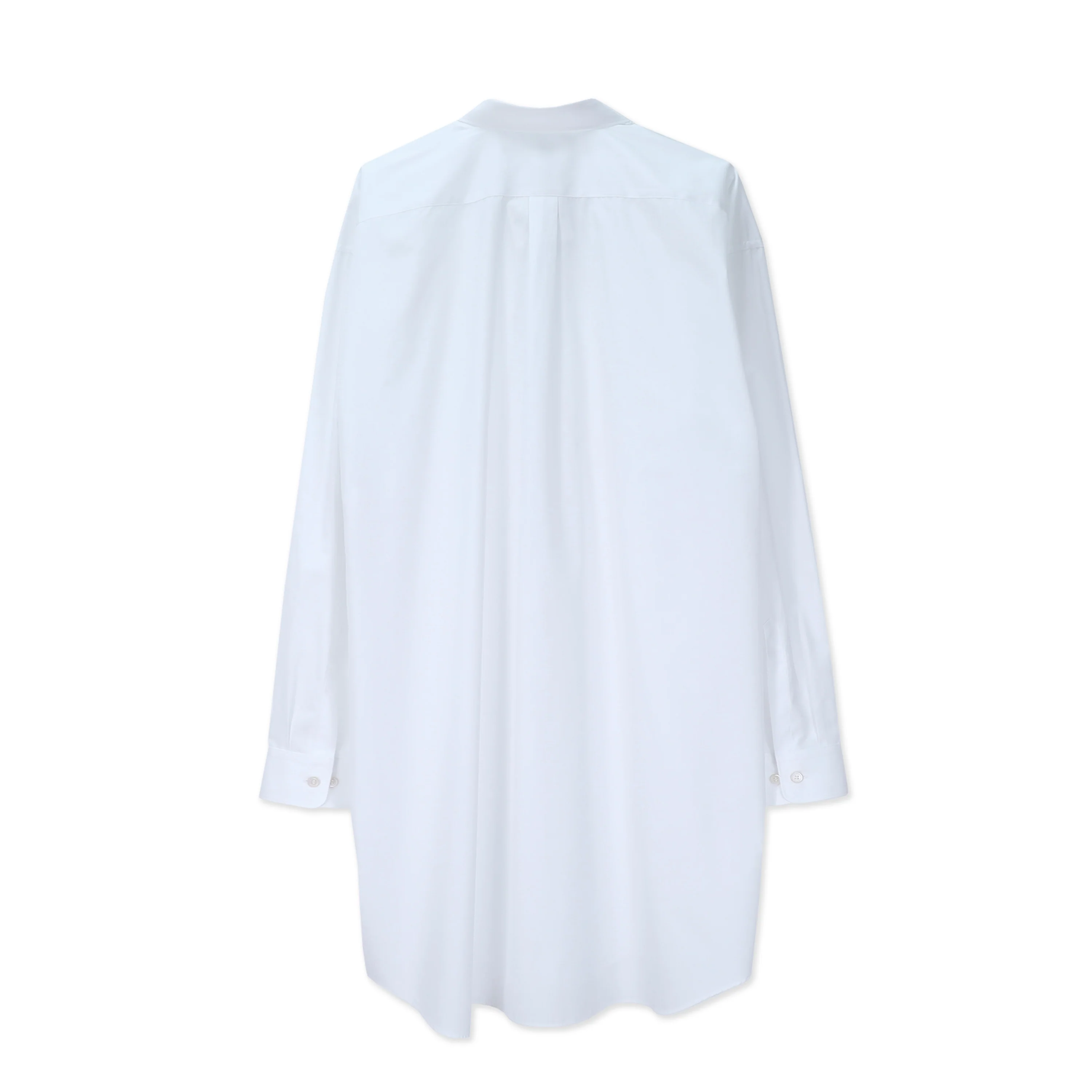 White Cotton Broadcloth Longline Shirt - Image 2
