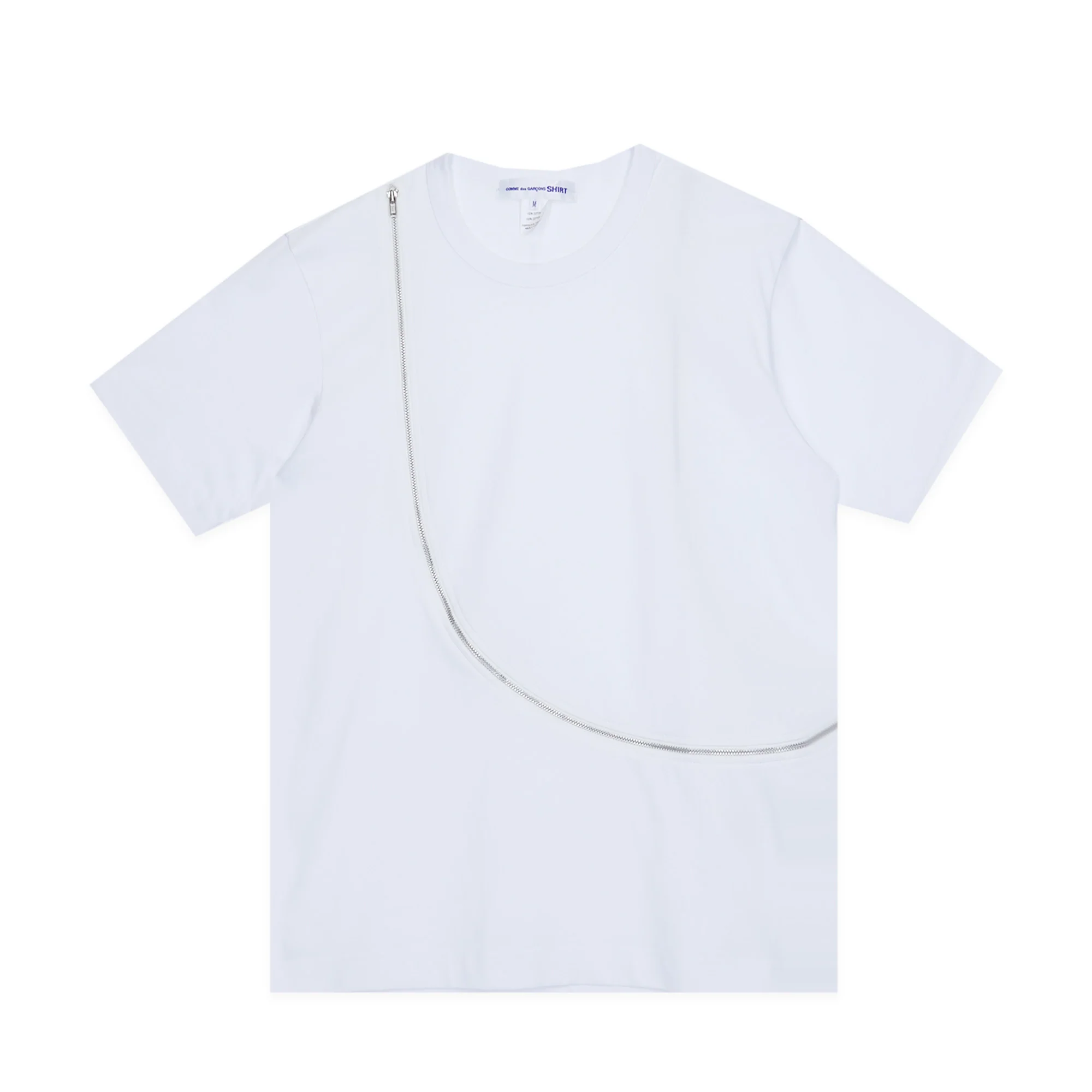 White Curve Zip T-Shirt