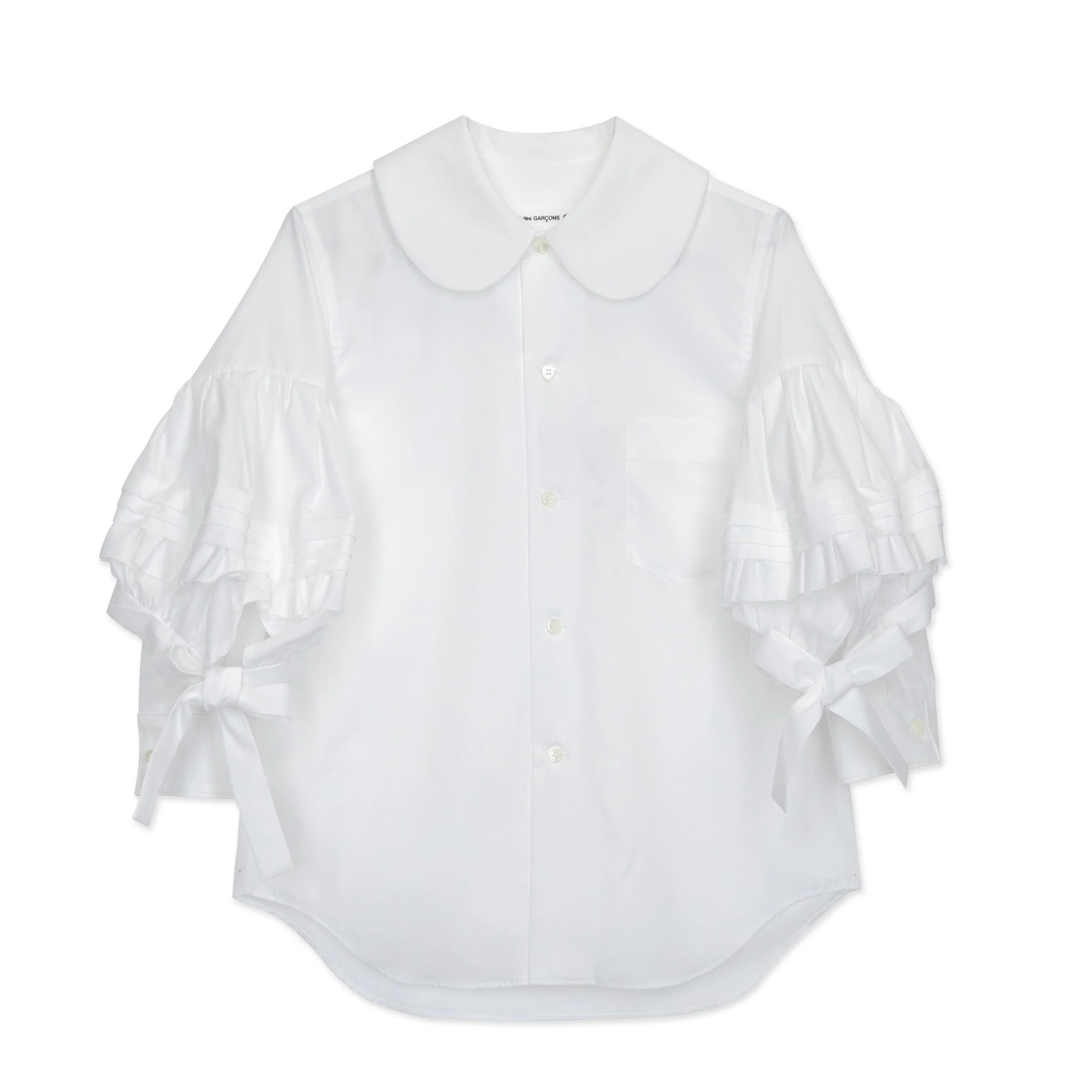 White Frill Sleeve Tie Blouse