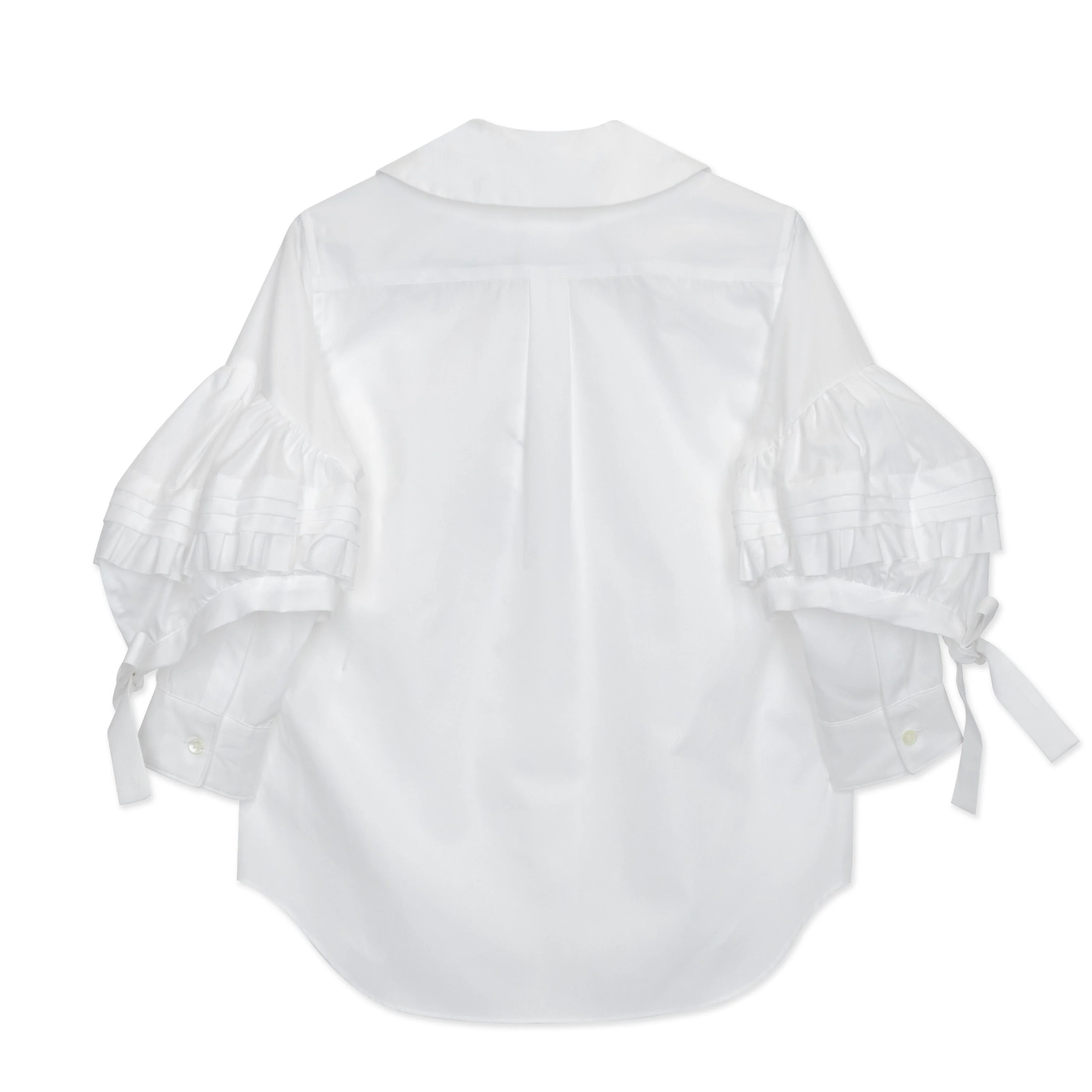 White Frill Sleeve Tie Blouse - Image 2