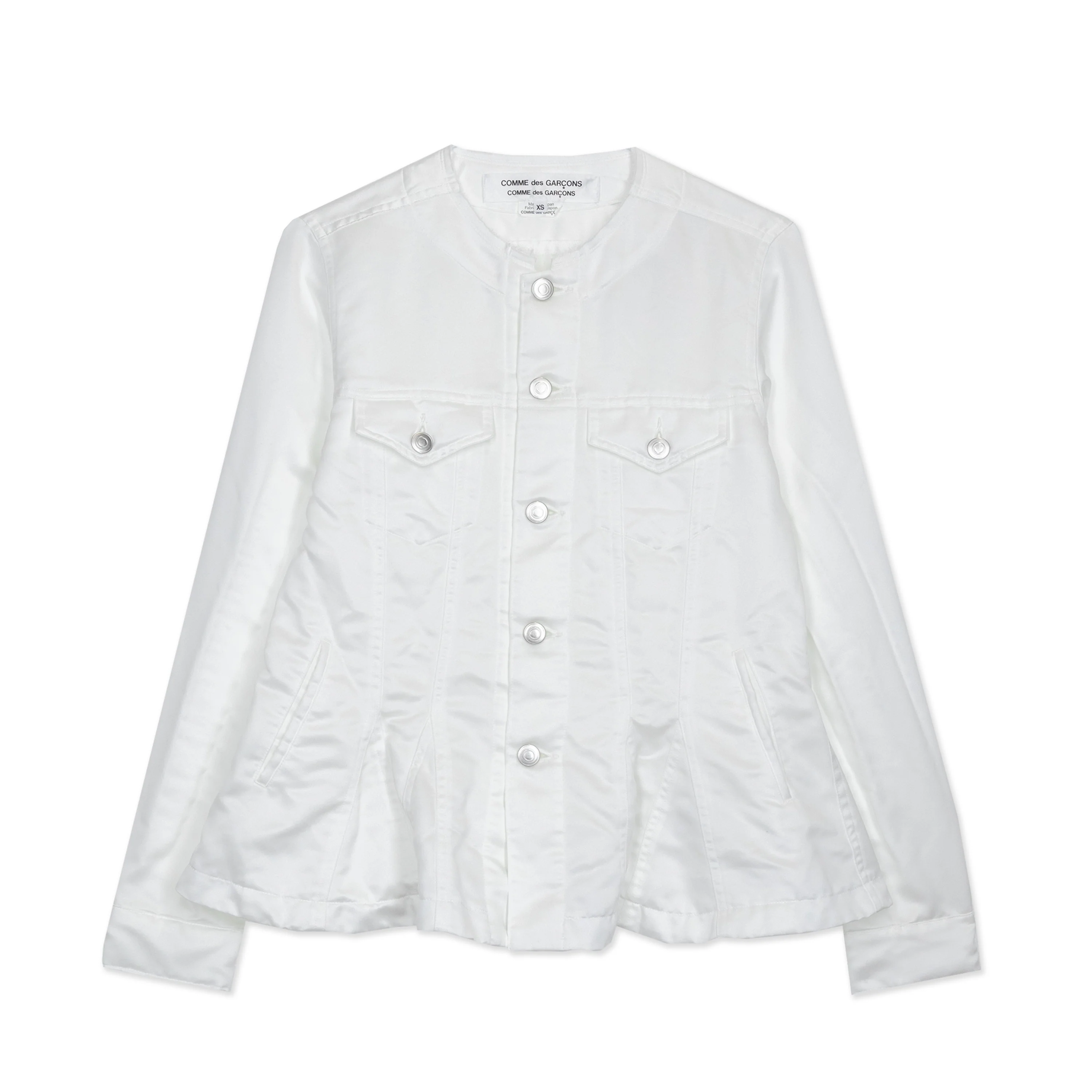 White Satin Cut Away Collar Jacket