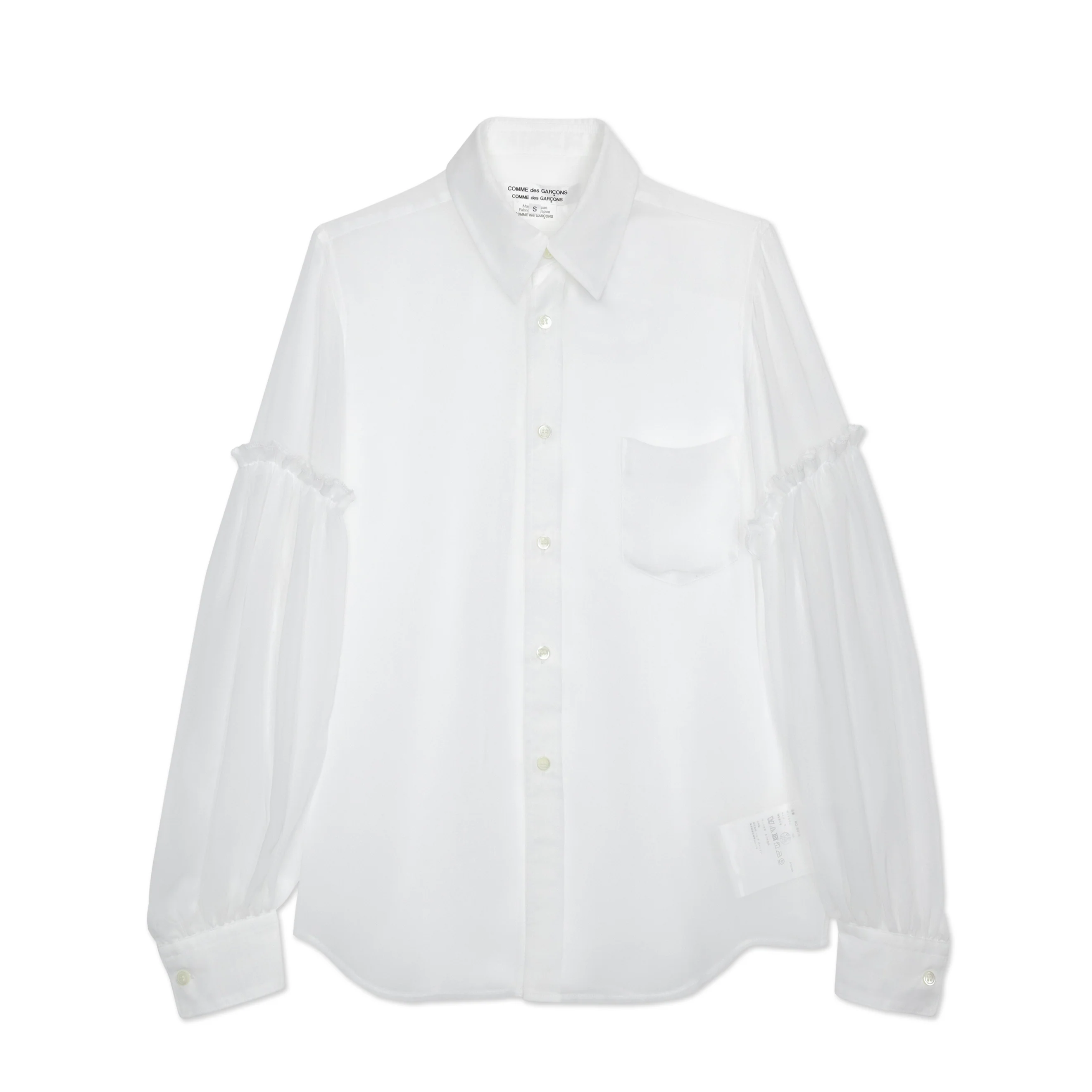 White Sheer Ruffle Sleeve Blouse