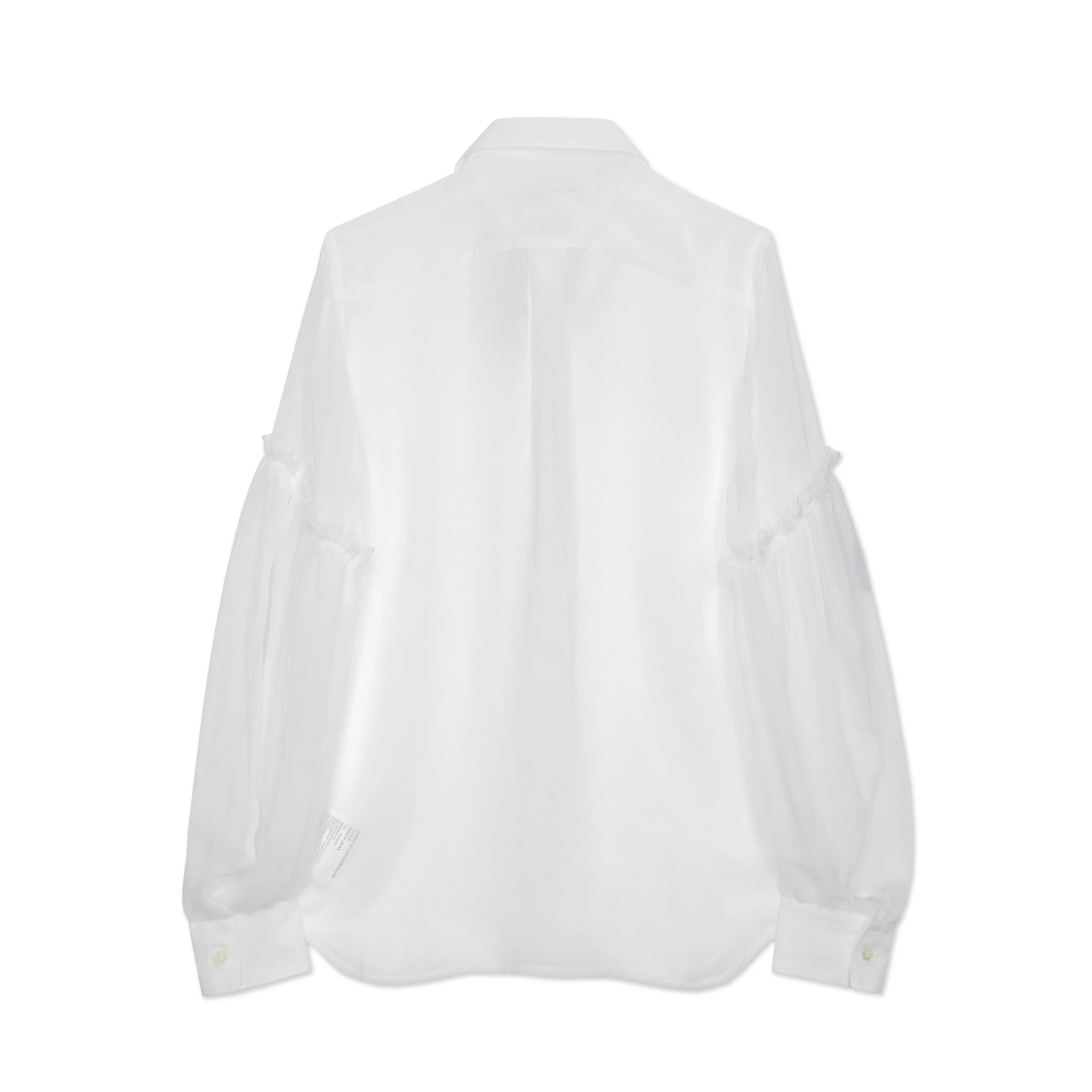 White Sheer Ruffle Sleeve Blouse - Image 2