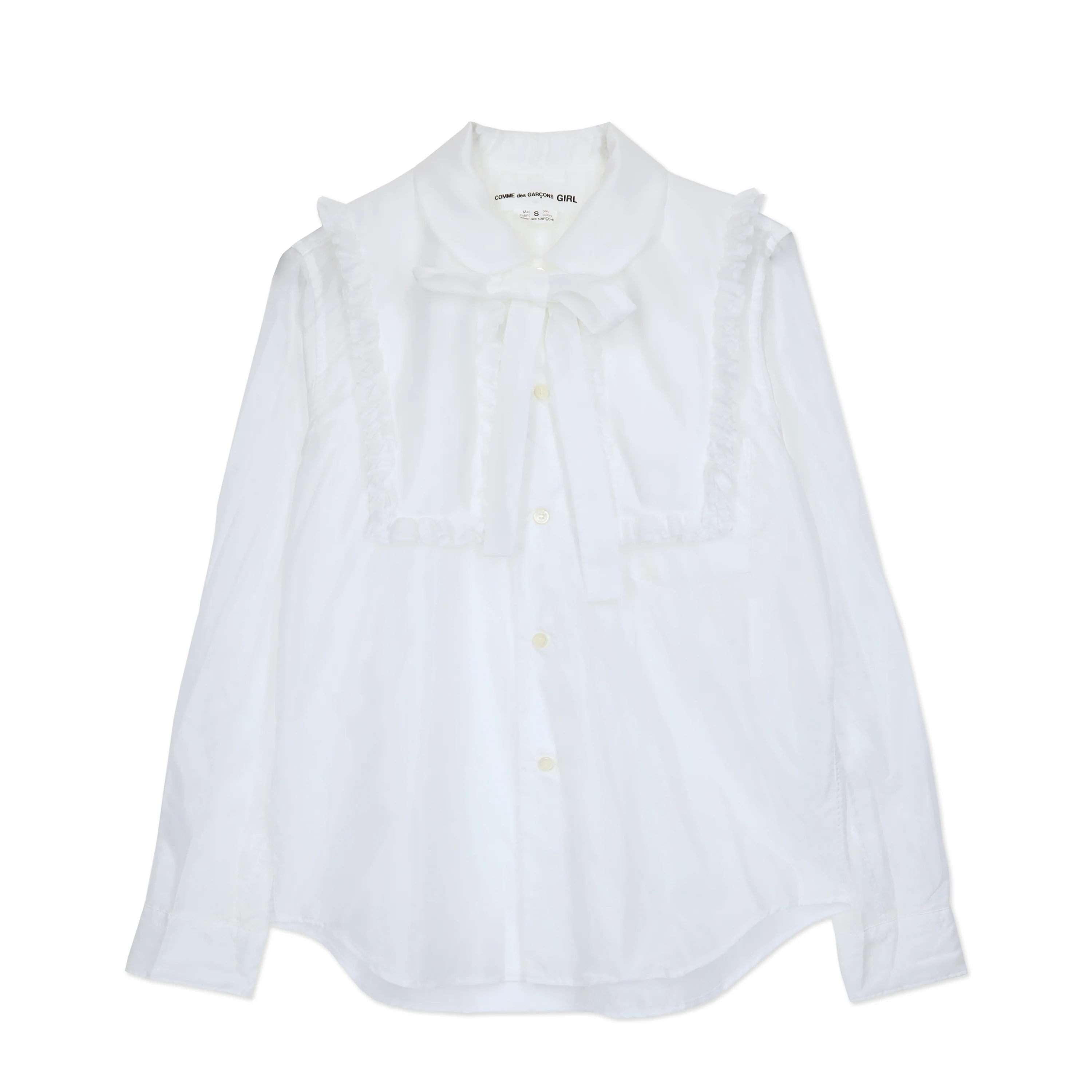 White Taffeta Frill Tie Blouse