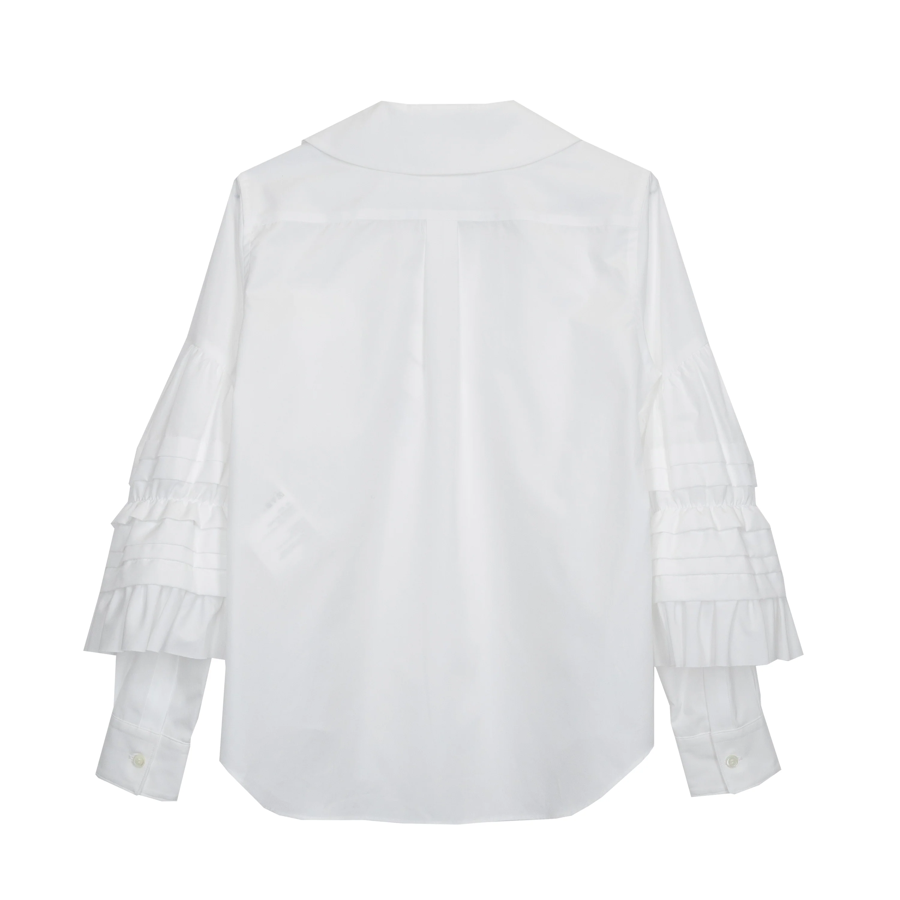 White Tuck Gathered Sleeve Blouse - Image 2