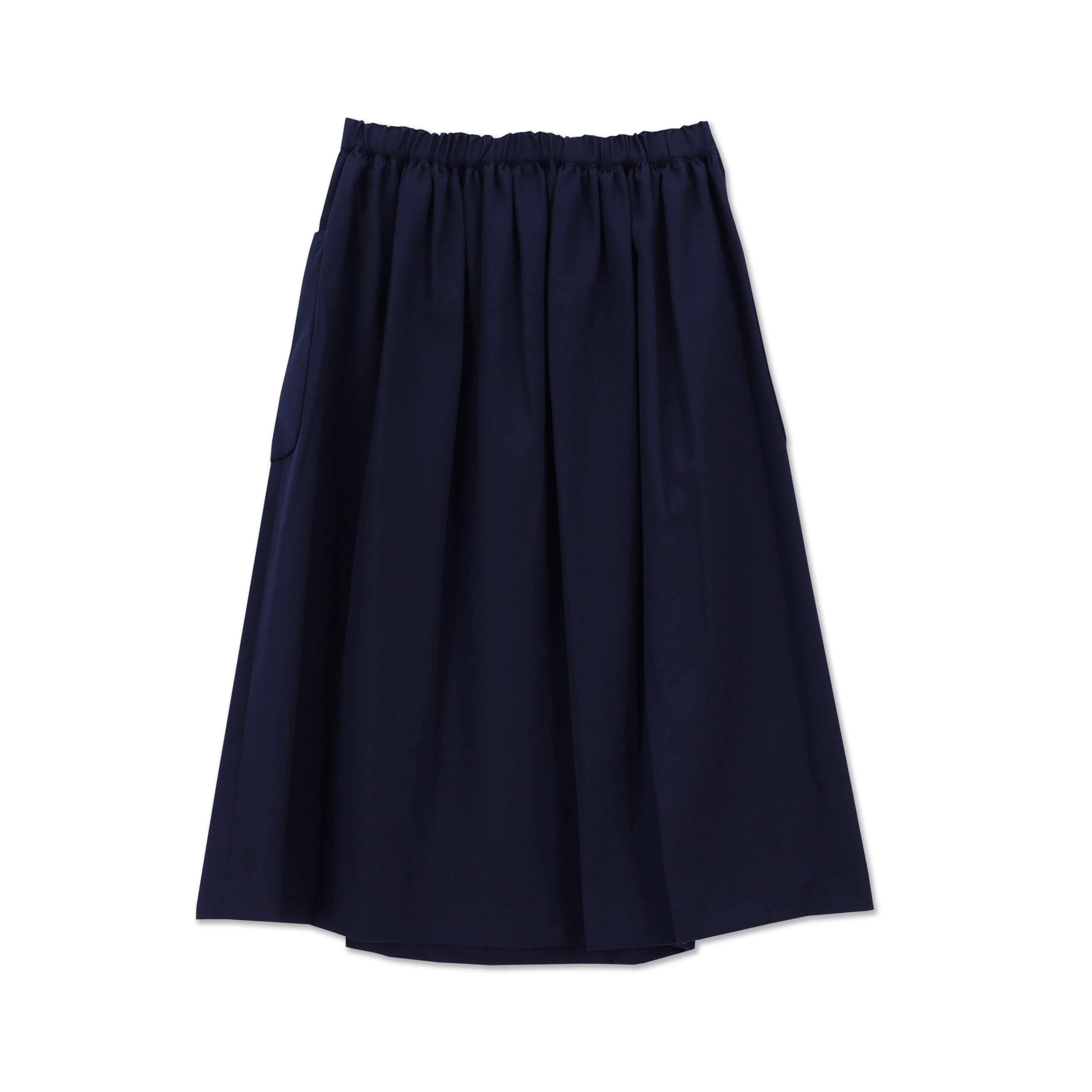 Wool Gabardine Pocket Gathered Skirt Navy - Image 2